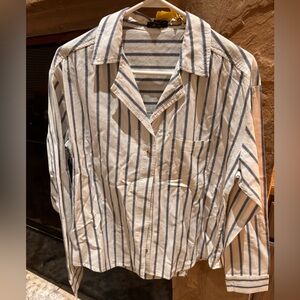 Velvet Heart Women’s Shirt with Blue and White Stripes
